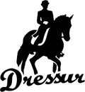 Dressage riding with retro german word