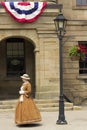 Dressed actor in front of the Province House in Charlottetown