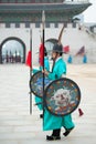 Dressed in traditional costumes from Gwanghwamun gate of Gyeongbokgung Palace Guards