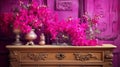 Dresser With an Array of Flowers