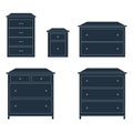 Dressers for clothes. Dark on white background