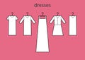 Dresses icons vector set. Vector. All types of women`s dresses Royalty Free Stock Photo