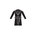 Dressing gown black vector concept icon. Dressing gown flat illustration, sign