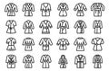 Dressing gown icons set outline vector. Satin robe