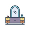Color illustration icon for Dressing, table and desk Royalty Free Stock Photo