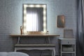 Dressing room interior with makeup mirror Royalty Free Stock Photo