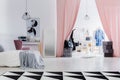 Dressing room with pink curtains Royalty Free Stock Photo