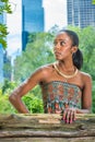 Young black woman standing outdoors in New York City, looking away Royalty Free Stock Photo