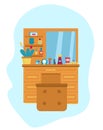 Dressing table in bright colors. Vector illustration concept for web, advertisment, cards, posters, etc