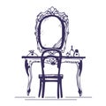 Dressing table and mirror