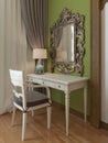 Dressing table with a mirror in the bedroom, middle eastern design Royalty Free Stock Photo