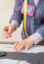 Dressmaker design tailor pattern on the table