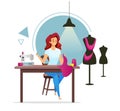 Dressmaker flat color vector illustration