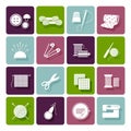 Dressmaking, knitting and embroidery icons Royalty Free Stock Photo