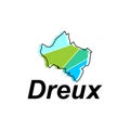 Dreux City of France map vector illustration, vector template with outline graphic sketch style isolated on white background Royalty Free Stock Photo