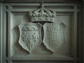 Dreux, France, April 30, 2019: royal emblem at the base of a tomb in Chapel Royal Saint Louis