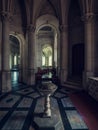 Dreux, France, April 30, 2019: Side room with baptismal font view of the passageways to gallery inside Chapel Royal Saint Louis