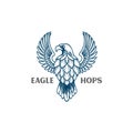 Hand drawn eagle , falcon , hawk and hops logo design vector