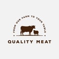 Retro Vintage Cow Angus Lamb Silhouette Cattle Livestock Farm Logo Design