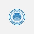 Family Tree Life Stamp Seal Emblem Oak Banyan Maple logo design