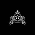 Star Lion Crown Crest Badge Emblem Label Logo Design Vector
