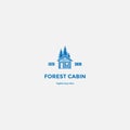Pine Cedar Spruce Cypress Tree Forest Wooden House Cabin Real Estate Logo Design Vector Royalty Free Stock Photo