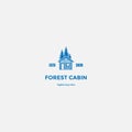 Pine Cedar Spruce Cypress Tree Forest Wooden House Cabin Real Estate Logo Design Vector