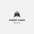 Pine Cedar Spruce Cypress Tree Forest House Cabin Real Estate Logo Design Vector Royalty Free Stock Photo