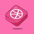 Dribbble social media app website icon vector Cube icon