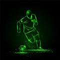 Dribbling football. soccer player running with the ball. neon style Royalty Free Stock Photo