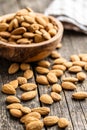 Dried almond nuts in bowl Royalty Free Stock Photo