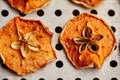 Dried Apple Slices Close-up. Drying Fruits at Home