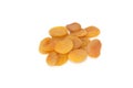 Dried apricot fruits on a white background Royalty Free Stock Photo