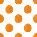 Dried apricot seamless pattern in cartoon flat style, vegetarian snack