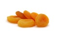Dried apricots bright fresh pile isolated on white background.