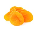 Dried apricots close-up isolated on a white background Royalty Free Stock Photo