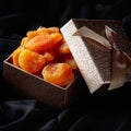 Dried apricots in a gift box Royalty Free Stock Photo