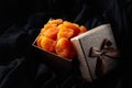 Dried apricots in a gift box Royalty Free Stock Photo