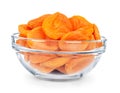 Dried apricots in a glass bowl