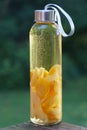 Dried apricots inside of a bottle of moonshine Royalty Free Stock Photo