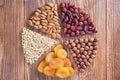 Mix of nuts, dried fruits Royalty Free Stock Photo
