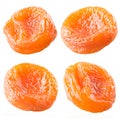 Dried apricots set isolated on white background. Royalty Free Stock Photo