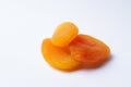 Dried apricots on a white background Royalty Free Stock Photo