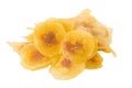 Dried banana chips. Yellow deep fried slices of bananas Isolated Royalty Free Stock Photo