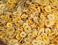Dried banana slices. Food background. Royalty Free Stock Photo