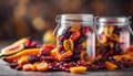 Dried fruit in jars, ai