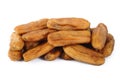 Dried bananas on white background Royalty Free Stock Photo
