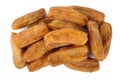 Dried bananas on a white background