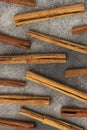 Dried bark strips of Ceylon cinnamon and Indonesian cinnamon