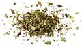 Dried basil flakes exploding on transparent background Royalty Free Stock Photo